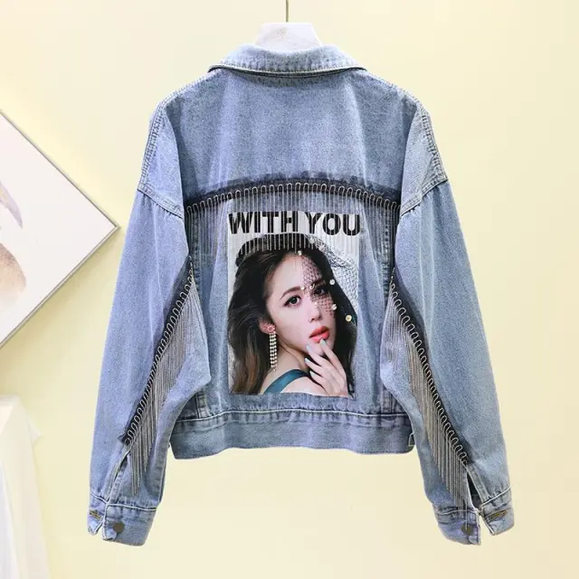 Women Heavy duty Diamond studded Denim Jacket Blue - Shop at LoveMi