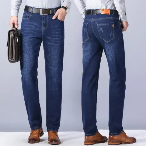 Loose Straight Casual Work Stretch Jeans for Men