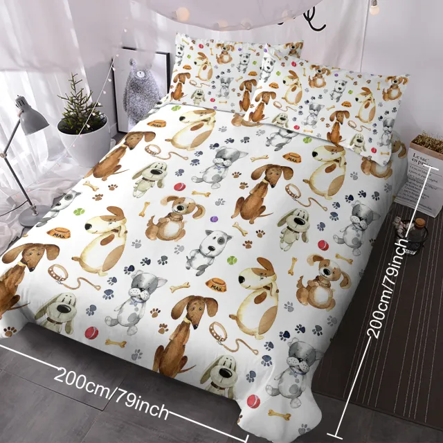 Kids' Duvet Cover Sets Animals Pastel Duvet Covers Cartoon Dogs Paws Pattern Bed Sets 1 Duvet Cover And 2 Pillow Cases Cute Puppy Dogs Bedding For ... Double - Shop at LoveMi