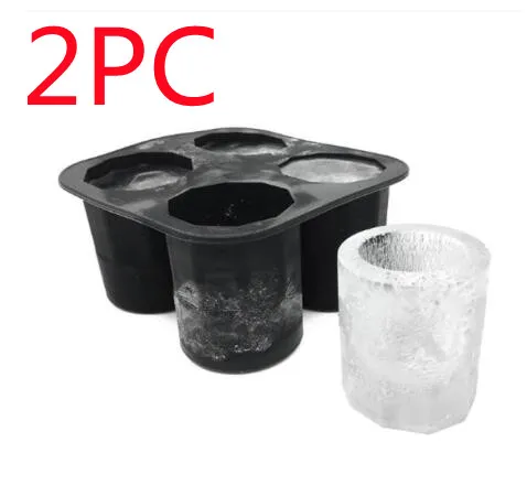 Silicone Ice Maker Mould Bar Party Drink Ice Tray Cool Shape Ice Cube Freeze Mold 4-Cup Ice Mold Cup - Black 2Pc