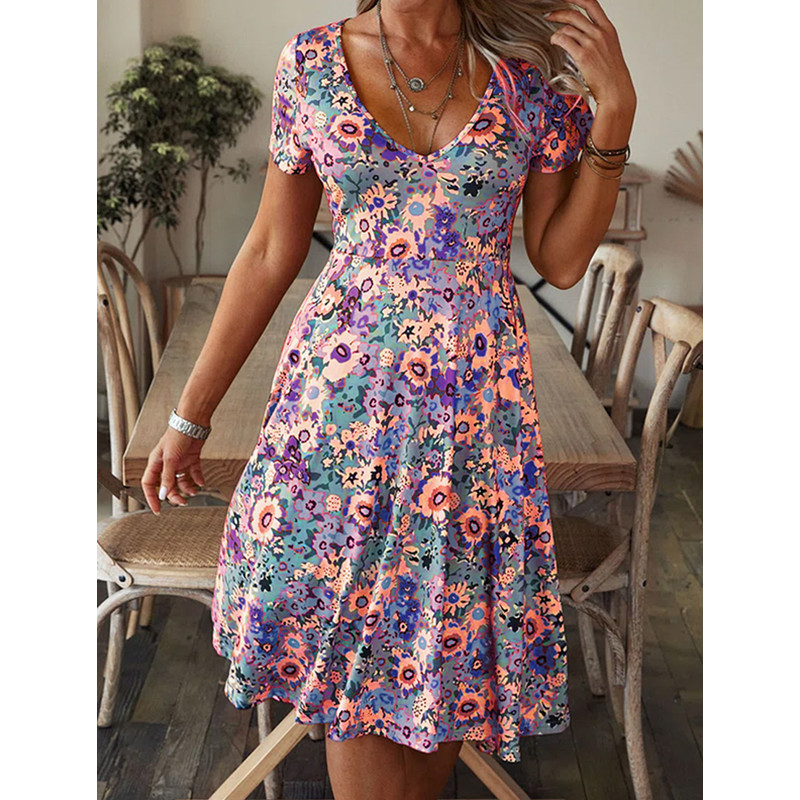 Floral Loose Fitting Casual Dress For Women