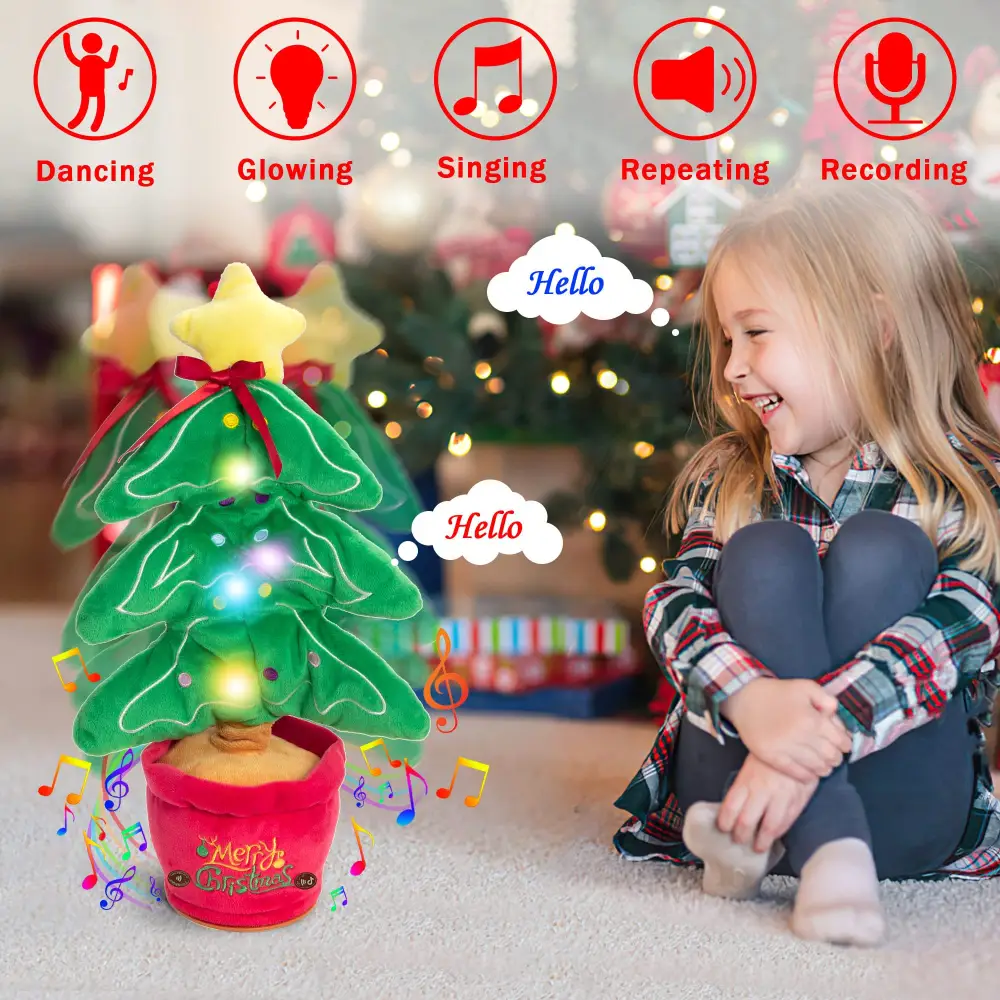 Dancing Christmas Toys Funny Tree Repeat Talking Electronic Plush