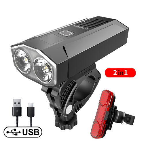 USB rechargeable outdoor waterproof light power display mountain night riding light — foto 10