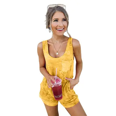 Women's Fashion Gradient Color Skinny Jumpsuit Shorts