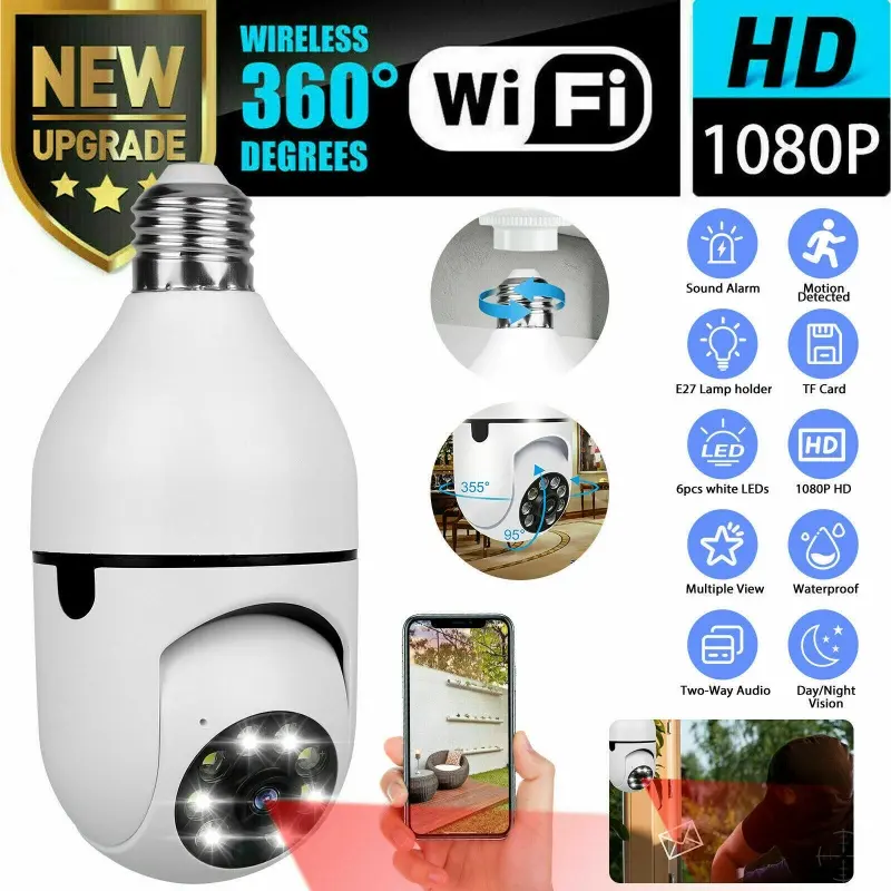 IR E27 Light Bulb Camera 1080P HD