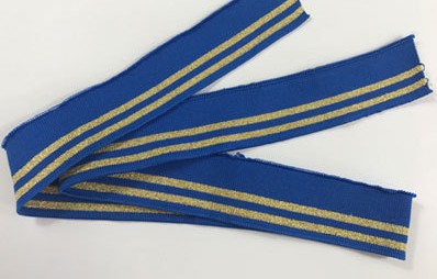 Gold thread with blue backgrou