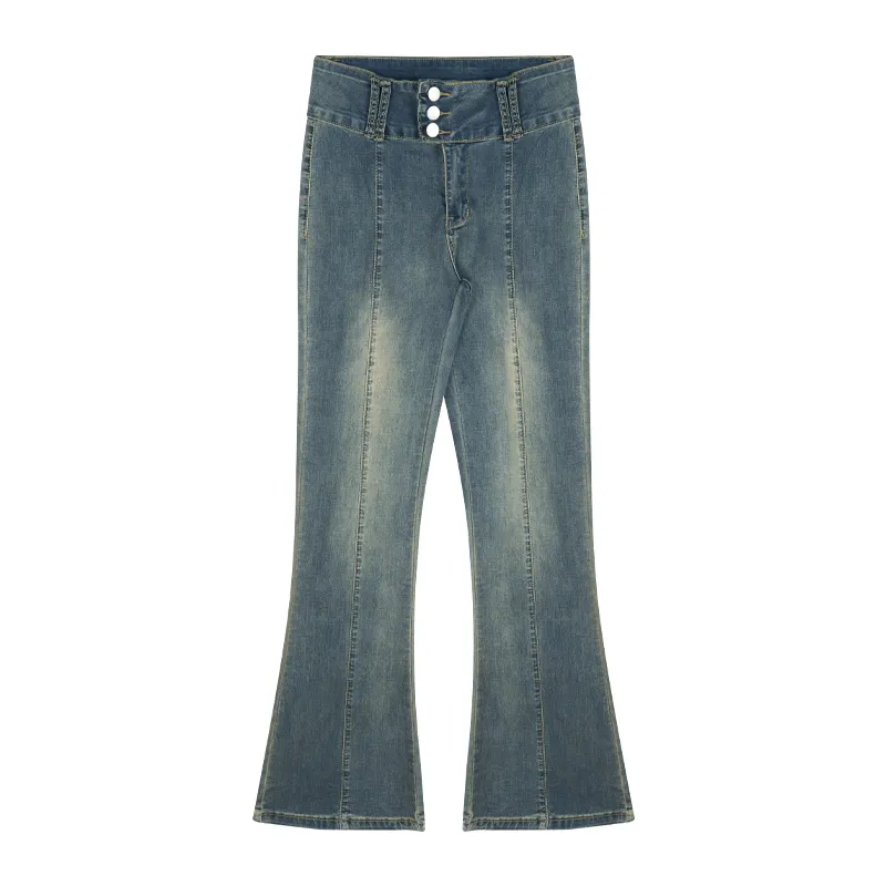 Women's Fashion Personality Blue Retro Stretch Jeans - Blue