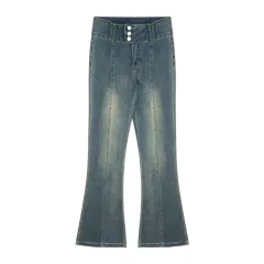 Women's Fashion Personality Blue Retro Stretch Jeans - Blue - View 1