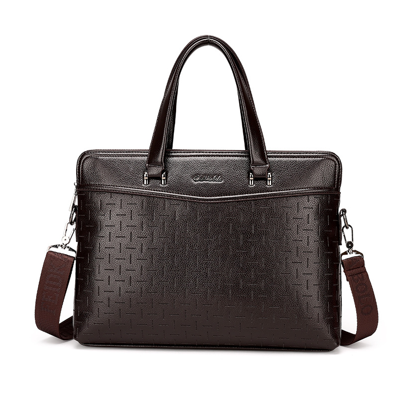 Leather Men's Business Portable Document Computer Shoulder Messenger Bag — foto 5
