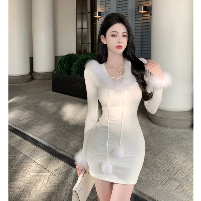 Hooded Knitted Mini Dress