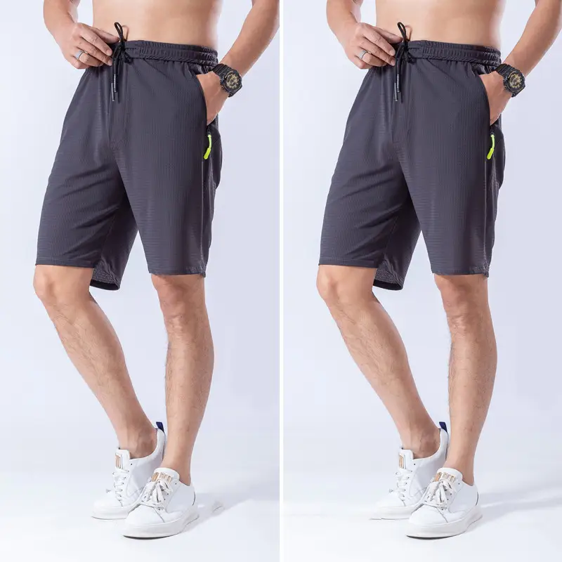 Men's Athletic Gym Shorts with Zipper Pockets and Drawstring Waist — Dark grey and dark grey, 2XL