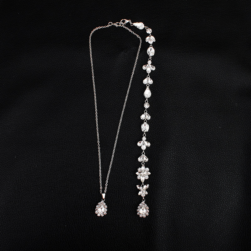 Simple Diamond-studded Long Back Chain Necklace