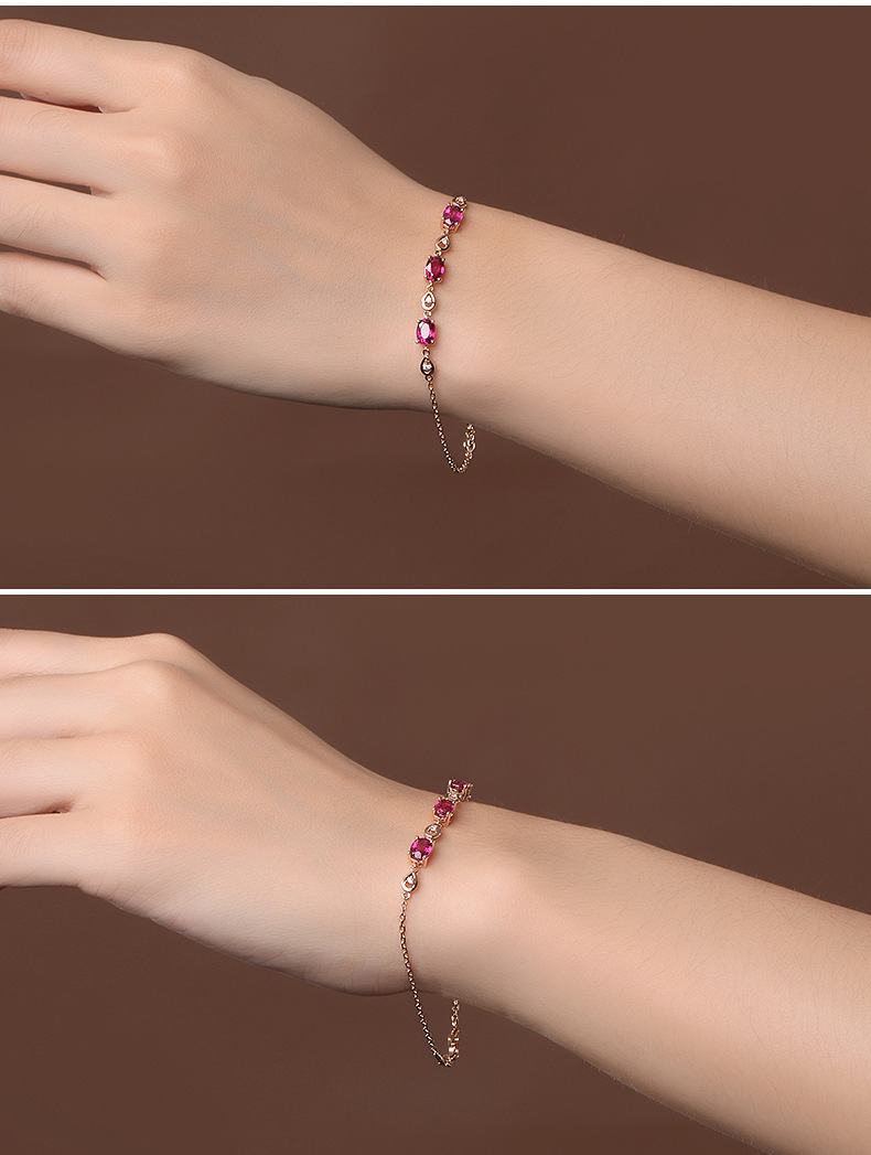 Title 3, Imitation Red Tourmaline Color Gem Bracelet