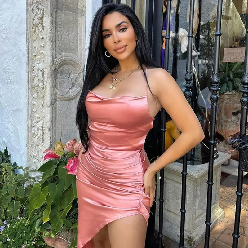 European And American Fall Winter Sexy Satin Halter Strapless Long Dress