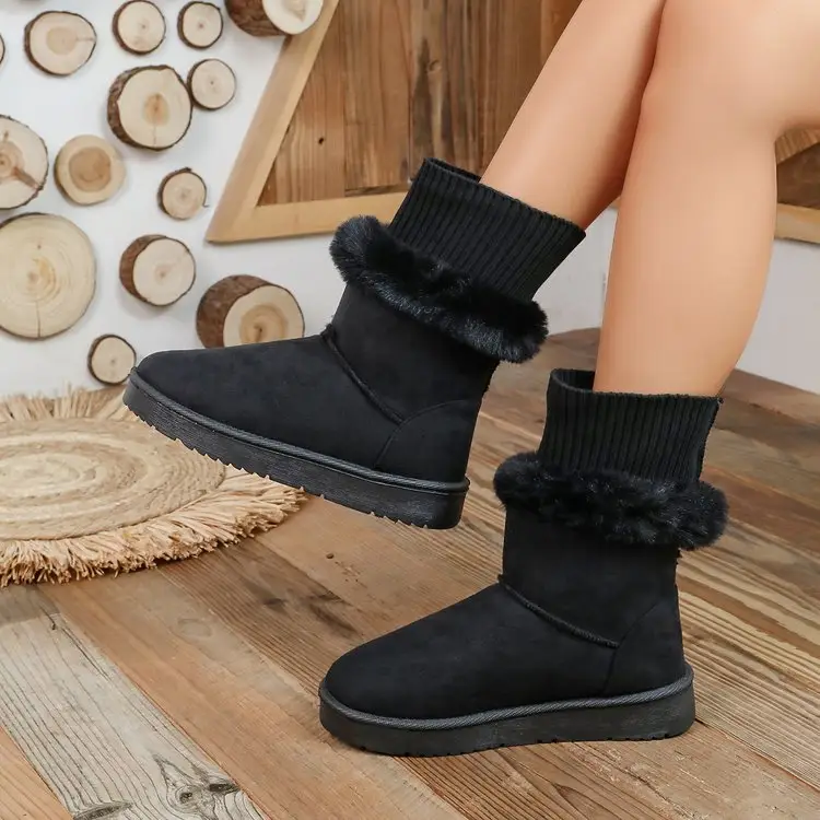 Women's Fleece Lined Thickened Slip-On Snow Boots