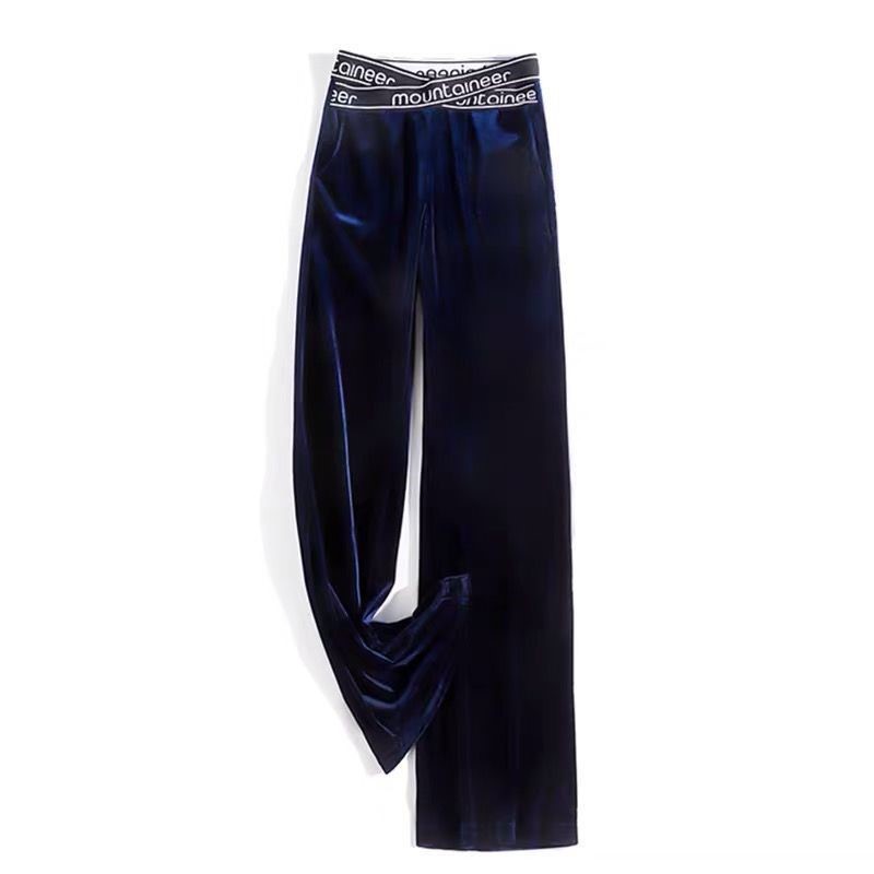 Title 3, Womens Solid Color Gold Velvet Wide-leg Pants,...