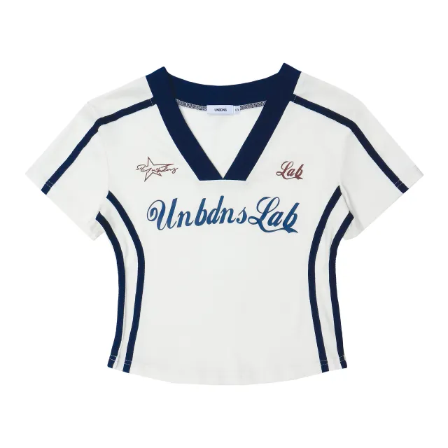 Color Blocking Short Niche Design V neck Short Sleeves White - Shop at LoveMi
