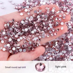 New Nail Ornament Nail Small Round Diamond Super Net Red Simple White Rhinestone Whole Bag - Light Pink - View 1