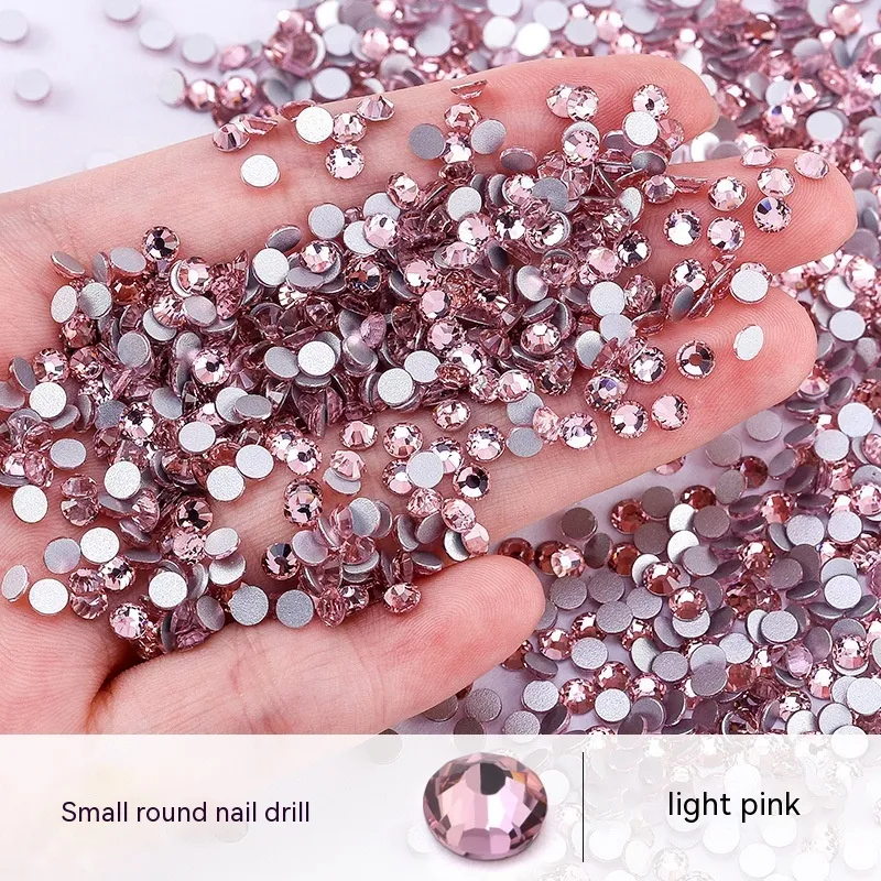 New Nail Ornament Nail Small Round Diamond Super Net Red Simple White Rhinestone Whole Bag - Light Pink