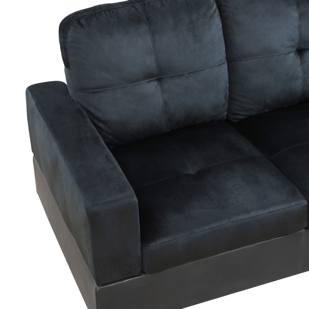 Pickup Only--Dark Blue And Brown Color Lint And PVC 3-Piece Couch Living Room Sofa Set