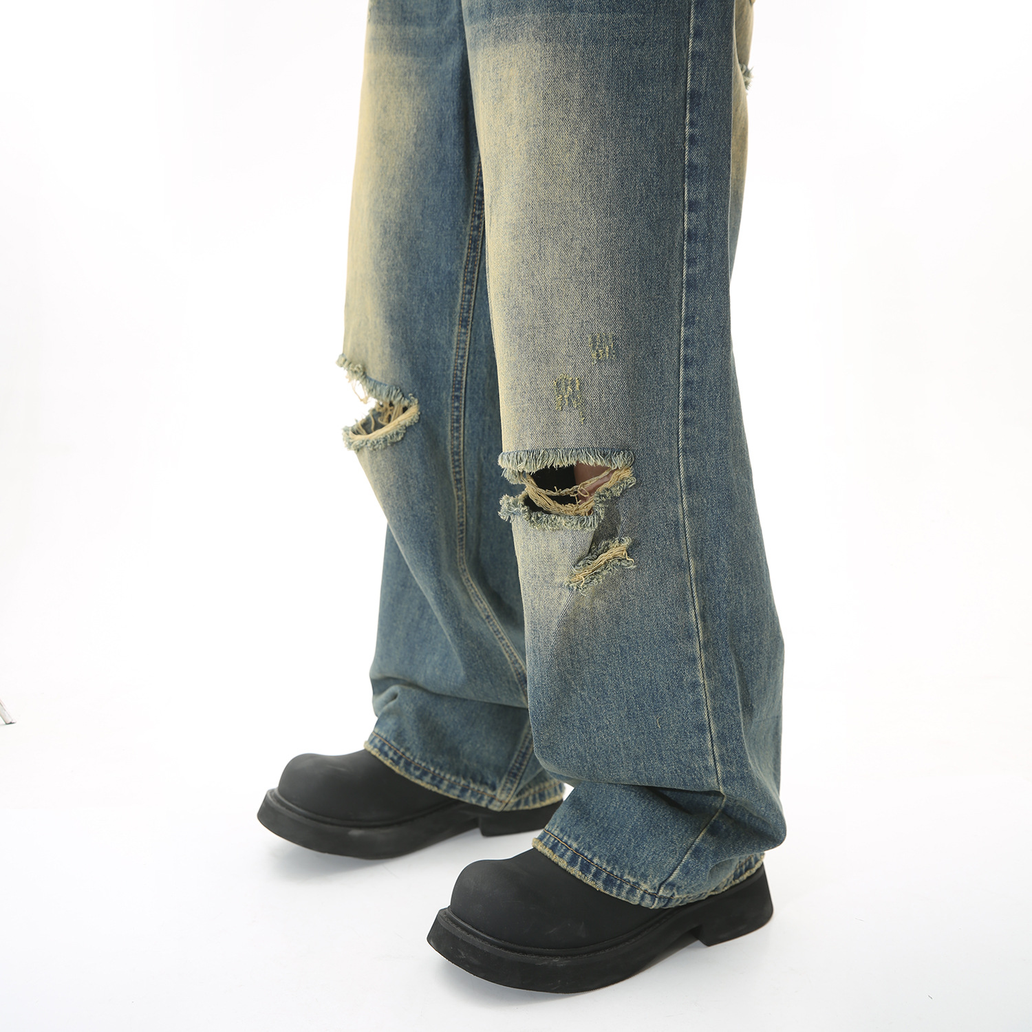 American Ripped Beggar High Street Loose Mop Jeans