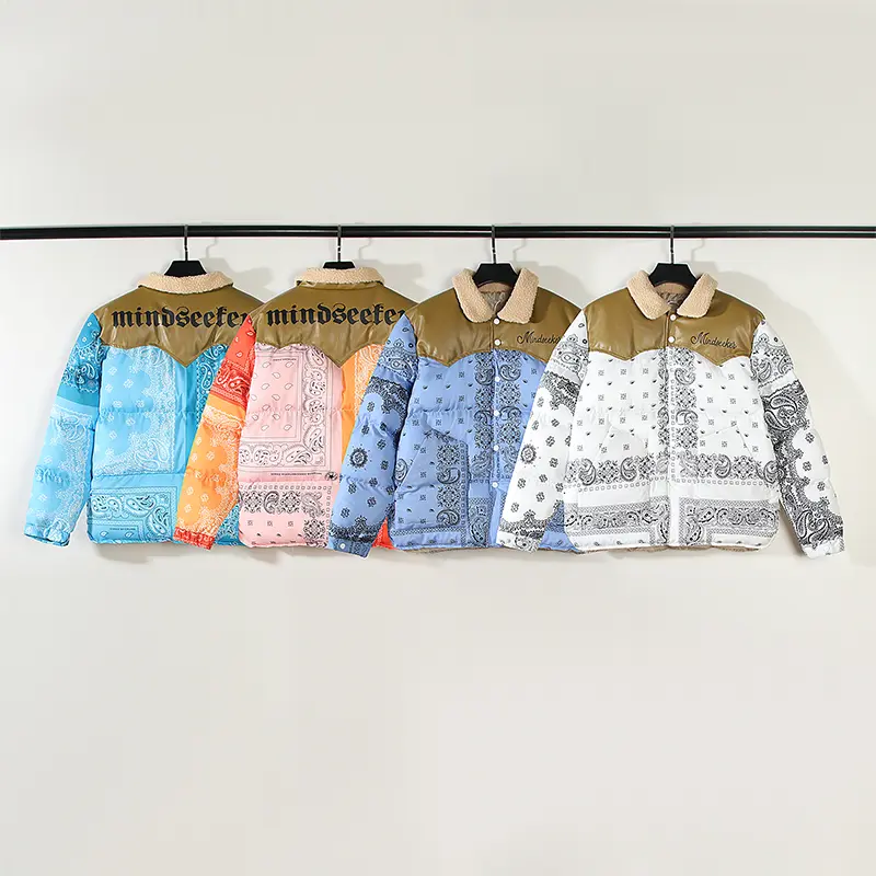 Color Stitching Cashew Flower Quilted Jacket Men