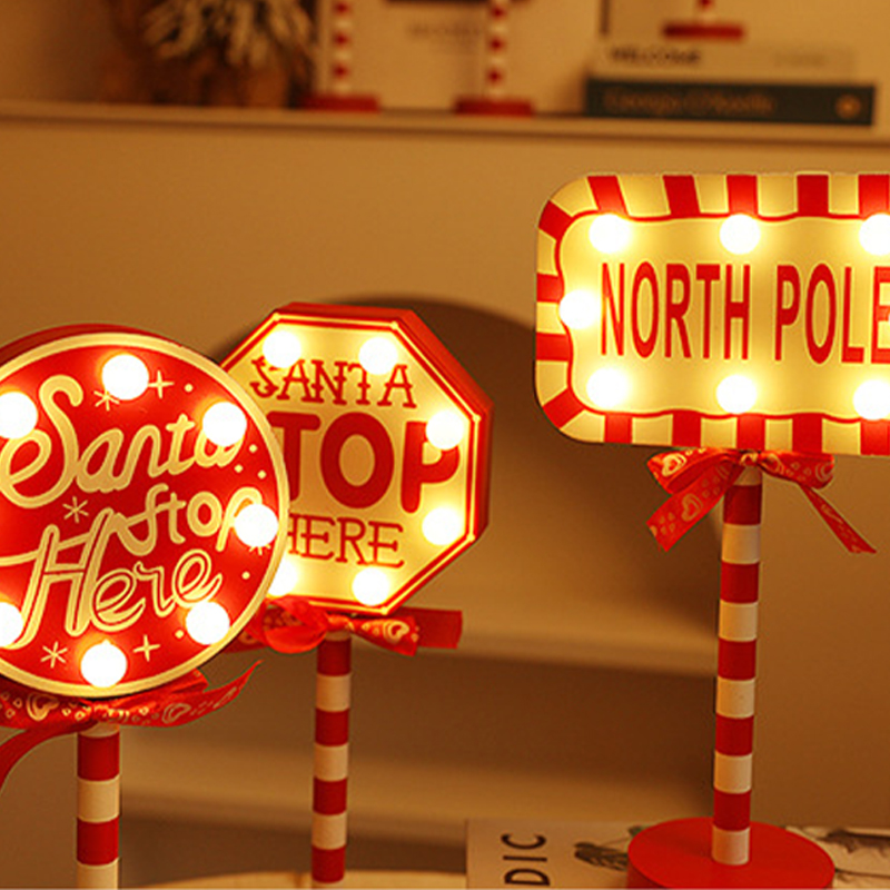 Title 5, Christmas Retro Lamp Stop Here Street Sign N Or...