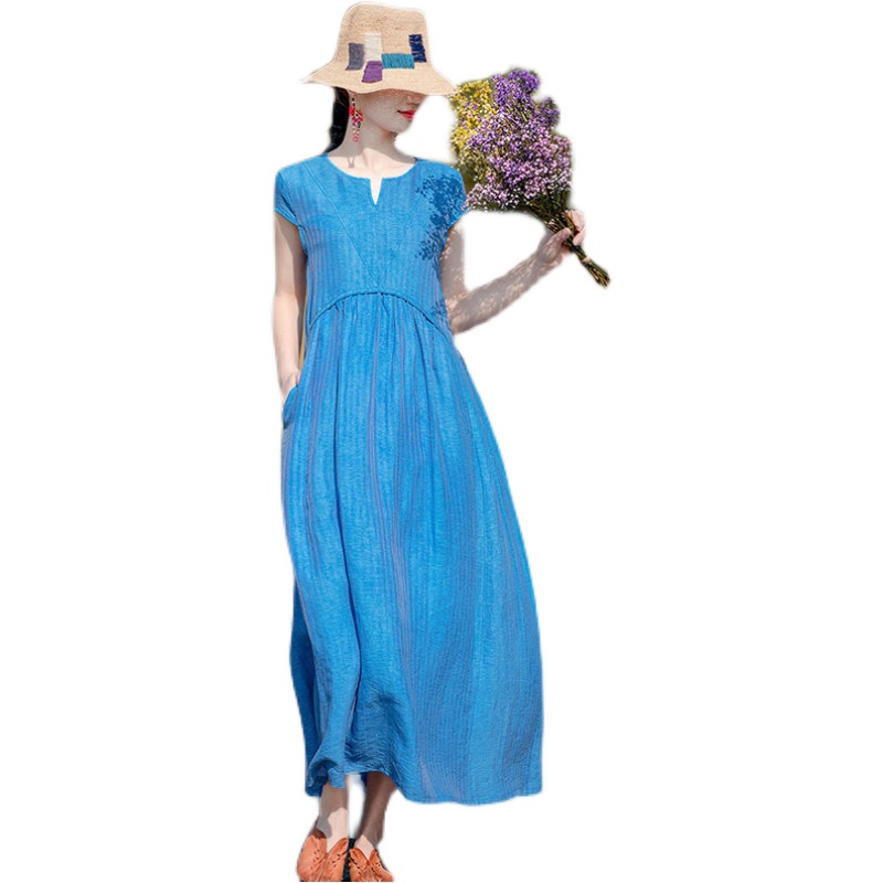 Retro Cotton And Linen Dress Women's Design Niche Mid Length Sleeveless Vest Skirt