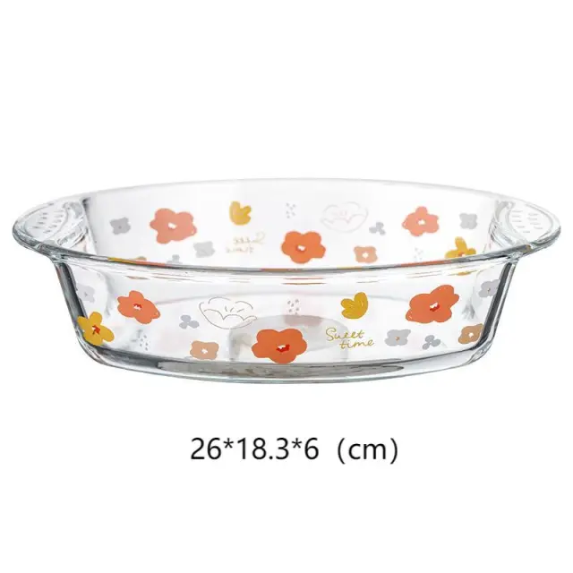 Glass Ovenproof Oval Fish Oven Pan Red Flowers Oval - Shop at LoveMi