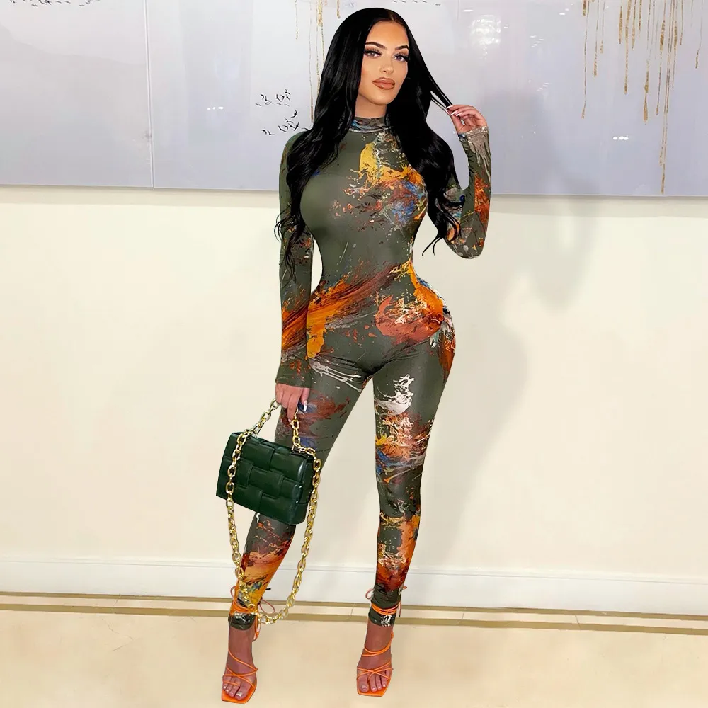Women's Fashion Skinny Open Back Cutout Jumpsuit - Green