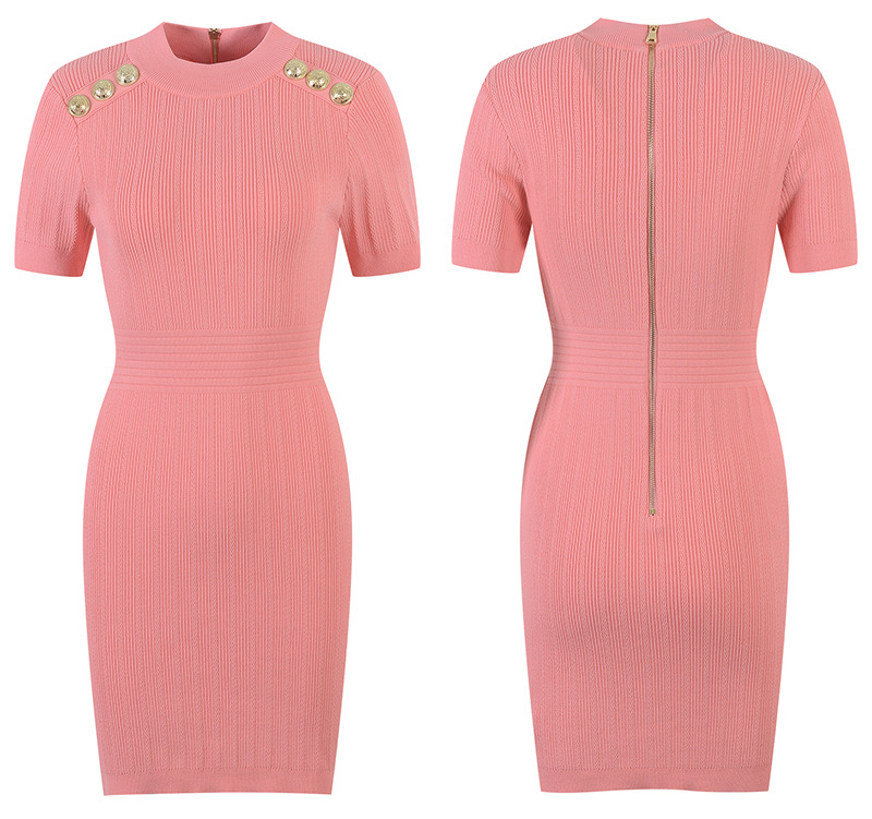 Round-Neck Short-Sleeve Knitted Dress, picture 2 of 11