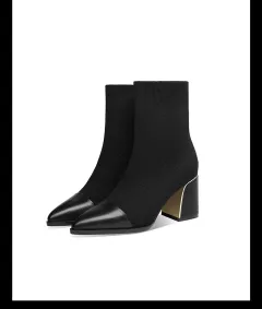 Women's Shoes Thick Heel Martin Boots Short Elastic Socks Boots - Black - View 1