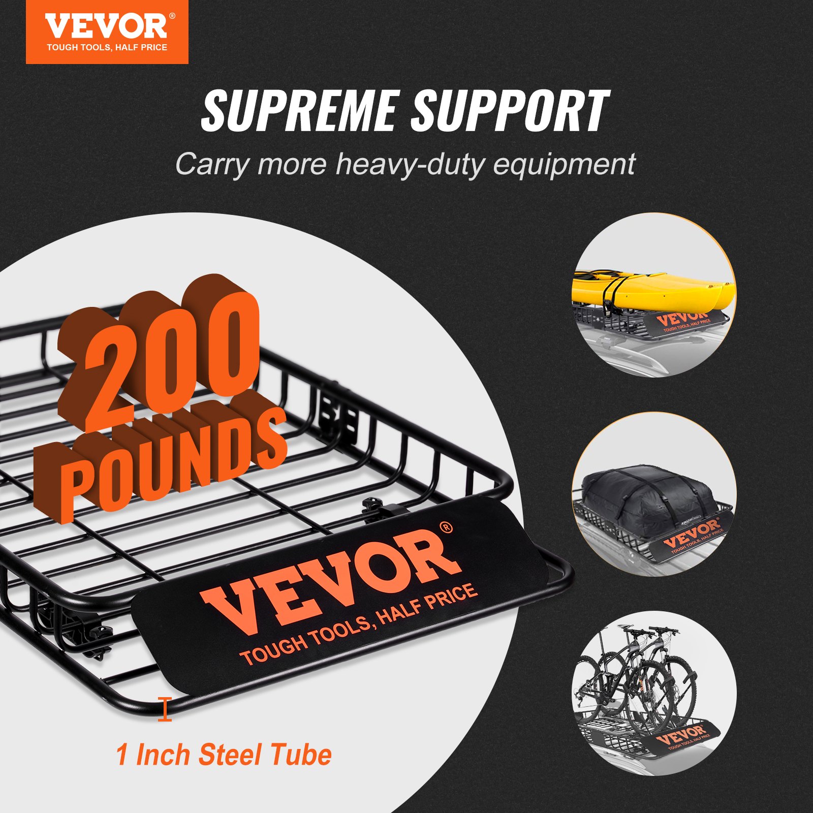 VEVOR 46x36 roof basket loaded with camping gear on Chevrolet Silverado