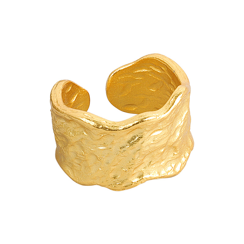 Irregular Concave And Convex Surface Gold And Silver Tin Foil Fingerprint  Ring Female Ring