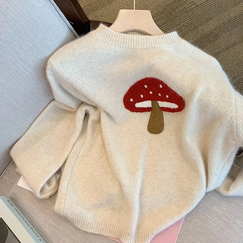 Mushroom Inner Wear Sweater Female Thermal Sweater - Apricot