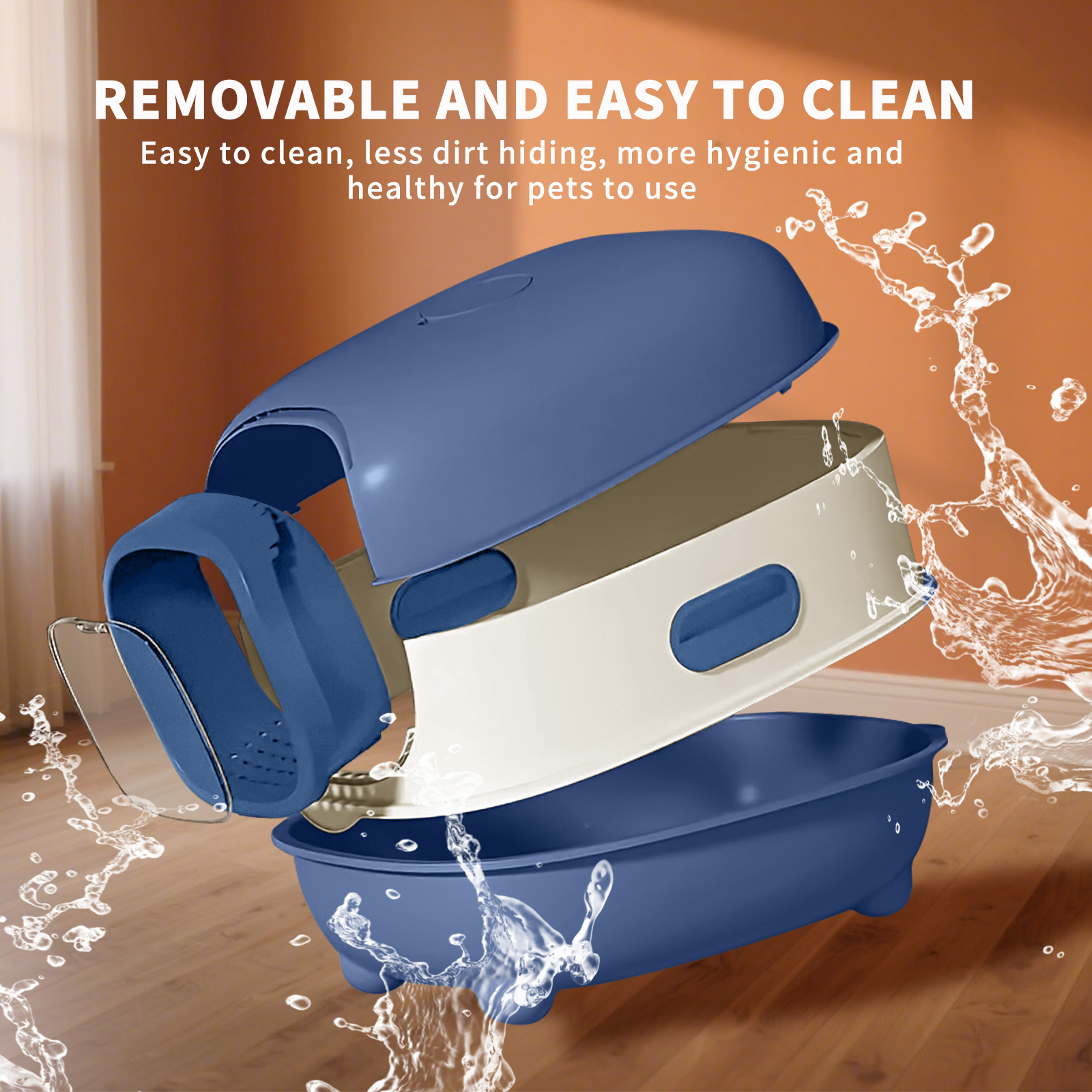 Extra Large Fully Enclosed Flip-Top Cat Litter Box, Anti-Splash & Anti-Tracking Odor Locking Cat Toilet With Free Scoop, Spacious & Sturdy Pet Litter Pan