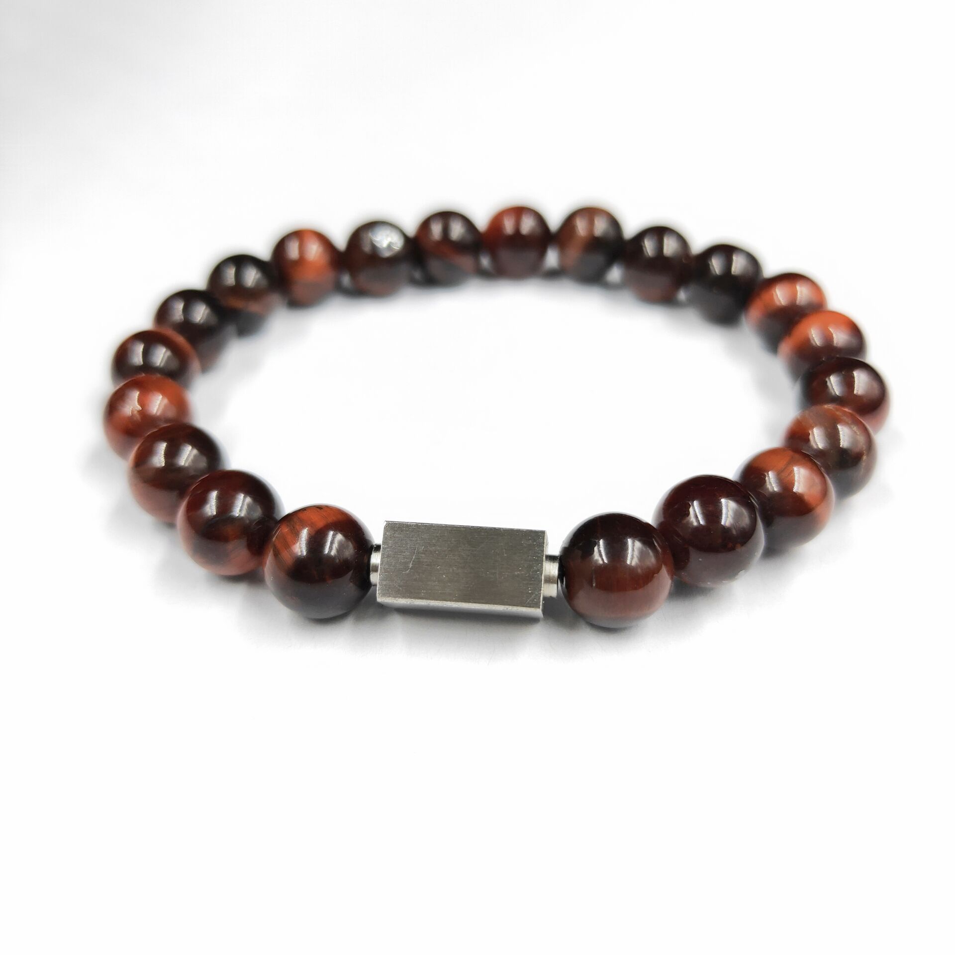 Title 1, 8mm Natural Tiger Eye Hand Beaded Bracelet