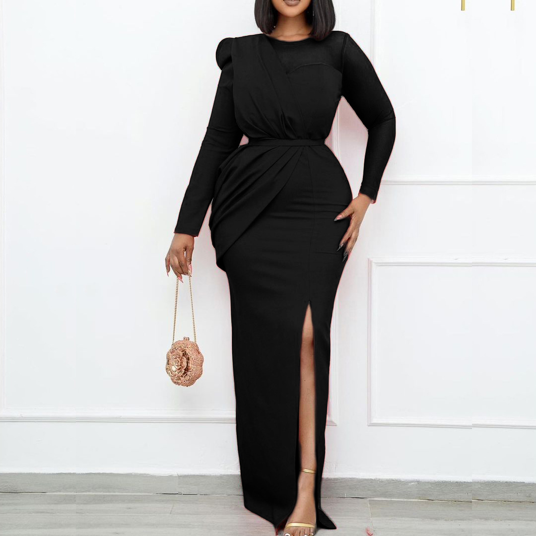 Mesh-Panel Long Dress, picture 4 of 6