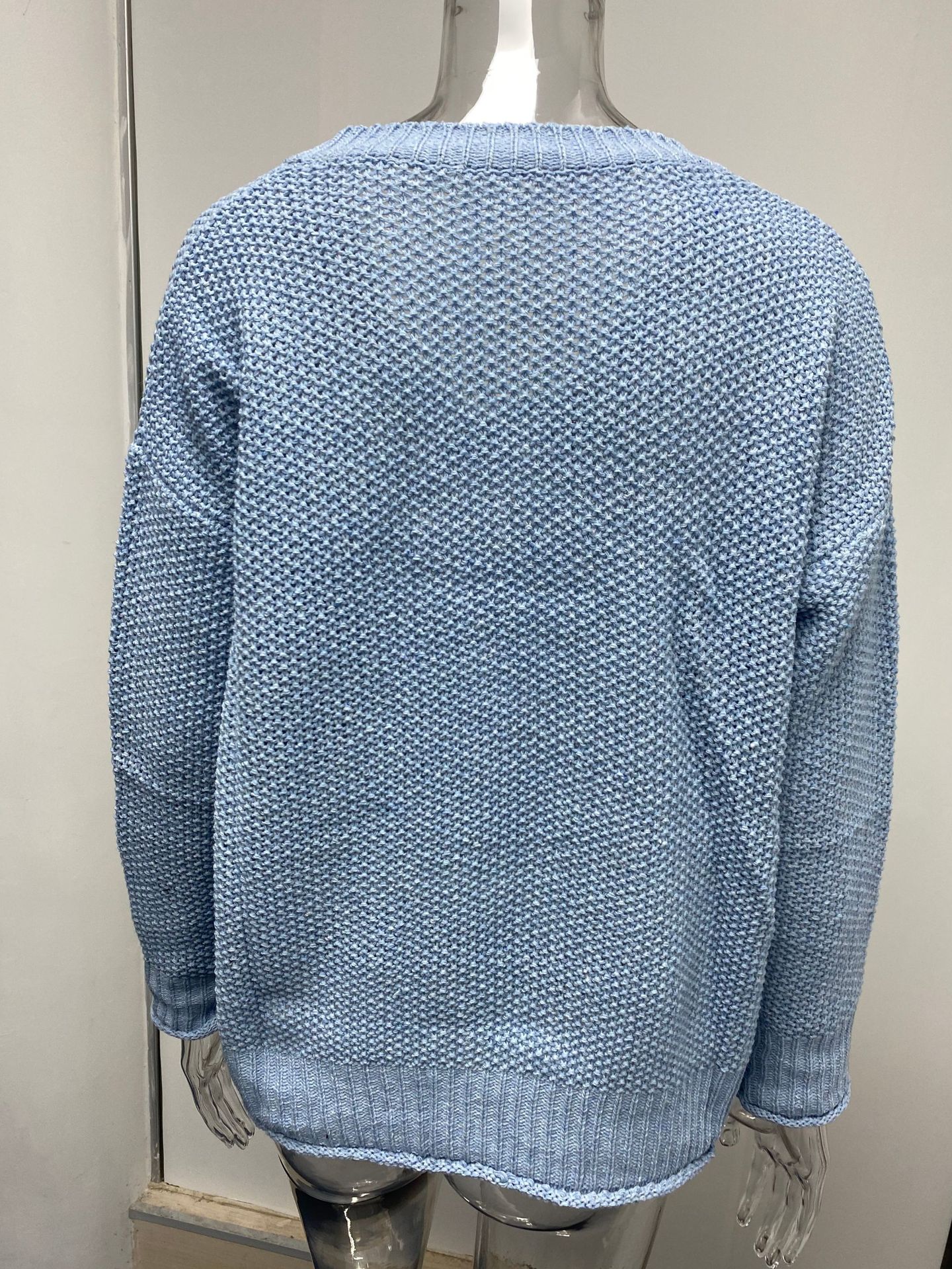 Title 7, European and American Loose Knitted V Neck Swea...