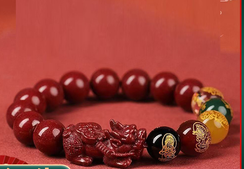 Raw Cinnabar Five Gods Of Wealth Bracelet With High Content Of Purple Gold Sand And Imperial Red Sand For The Year Of Birth, Wholesale