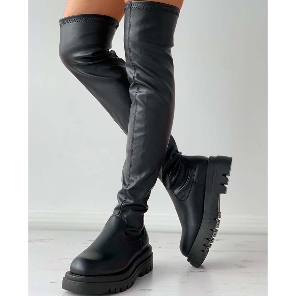 Women's Thin Thick-soled Waterproof Side Zipper Boots