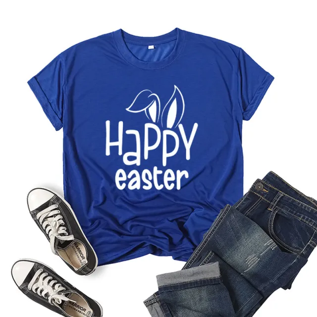 Women's Bunny Happy Easter Print Top Royal - Shop at LoveMi