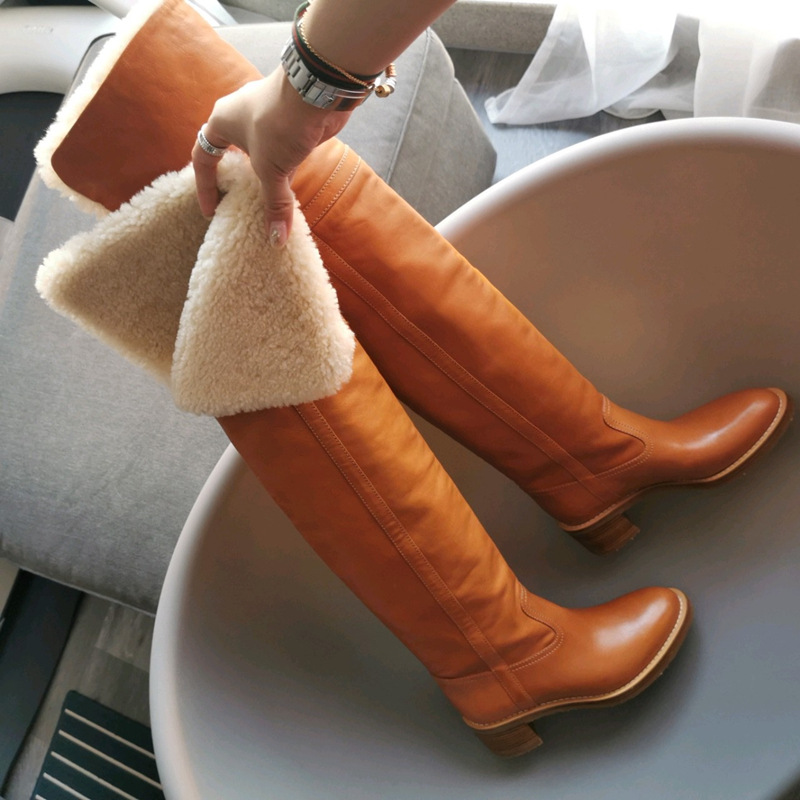 Versatile Thin Boots High Leather Women