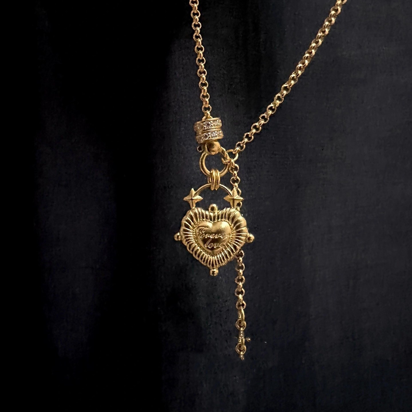 Vintage Solid Heart Pendant Tassel Necklace