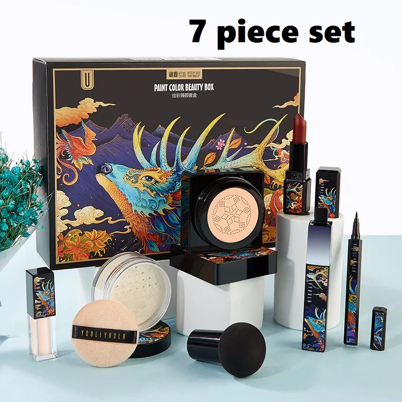 Elk Makeup Nine-piece Set Makeup Powder Air Cushion BB Cream Lipstick Affordable Makeup Set - 7 Piece Set