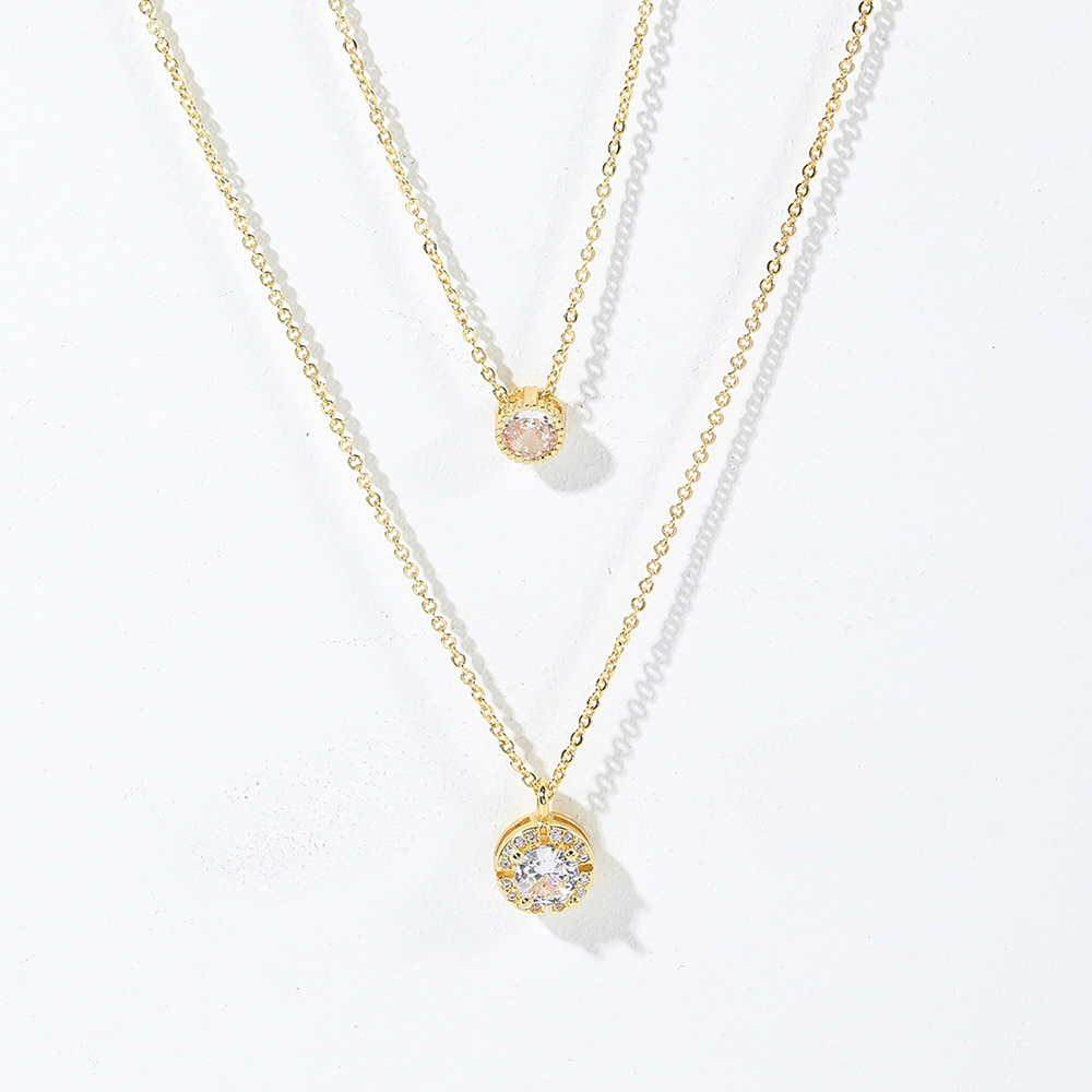 Sparkling Three-dimensional Zircon Pendant Necklace, Women's Exquisite Double-layer Collarbone Chain Jewelry Gift, Suitable For Engagement, Party, Holiday Gifts