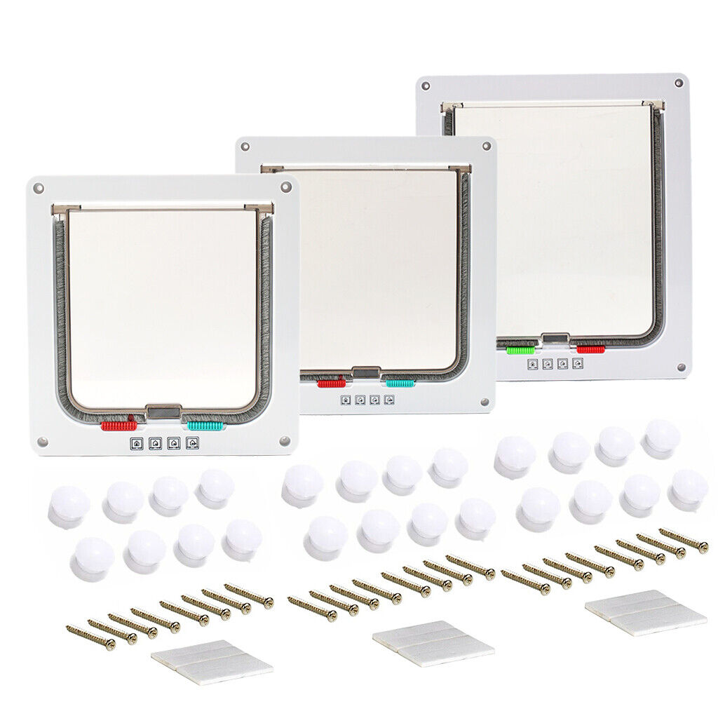 Pet Door Locking Small Medium Large Dog Cat Flap Magnetic White Frame 4 Way--m — image 5