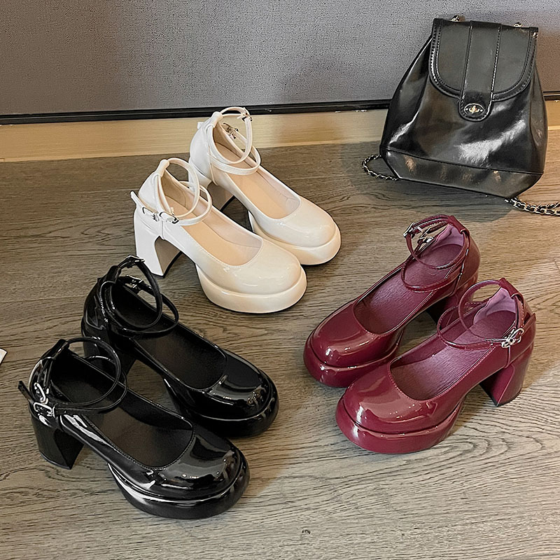 Women Vintage Gothic Double Ankle Strap Platform Mary Jane Heels Matching Casual Daily