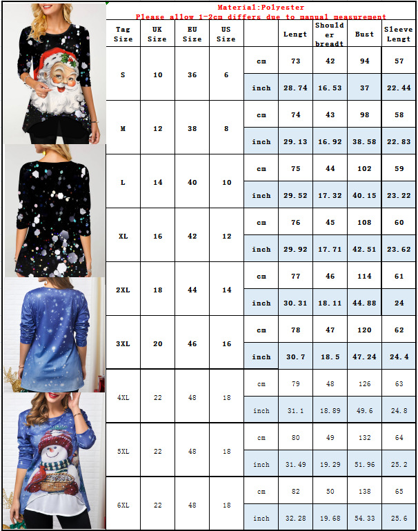 Title 1, Womens Christmas Fashion Snowman Printed Casua...