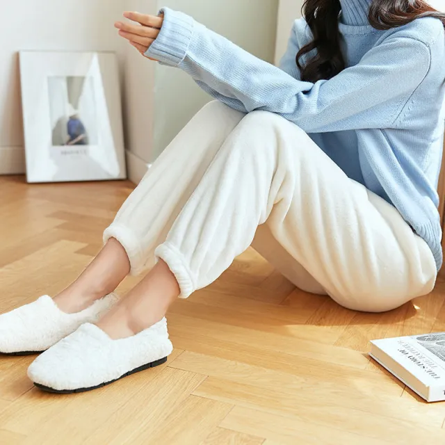 Outer Wear Coral Fleece Sweatpants Home Plus Size Leggings Casual Pants White - Shop at LoveMi